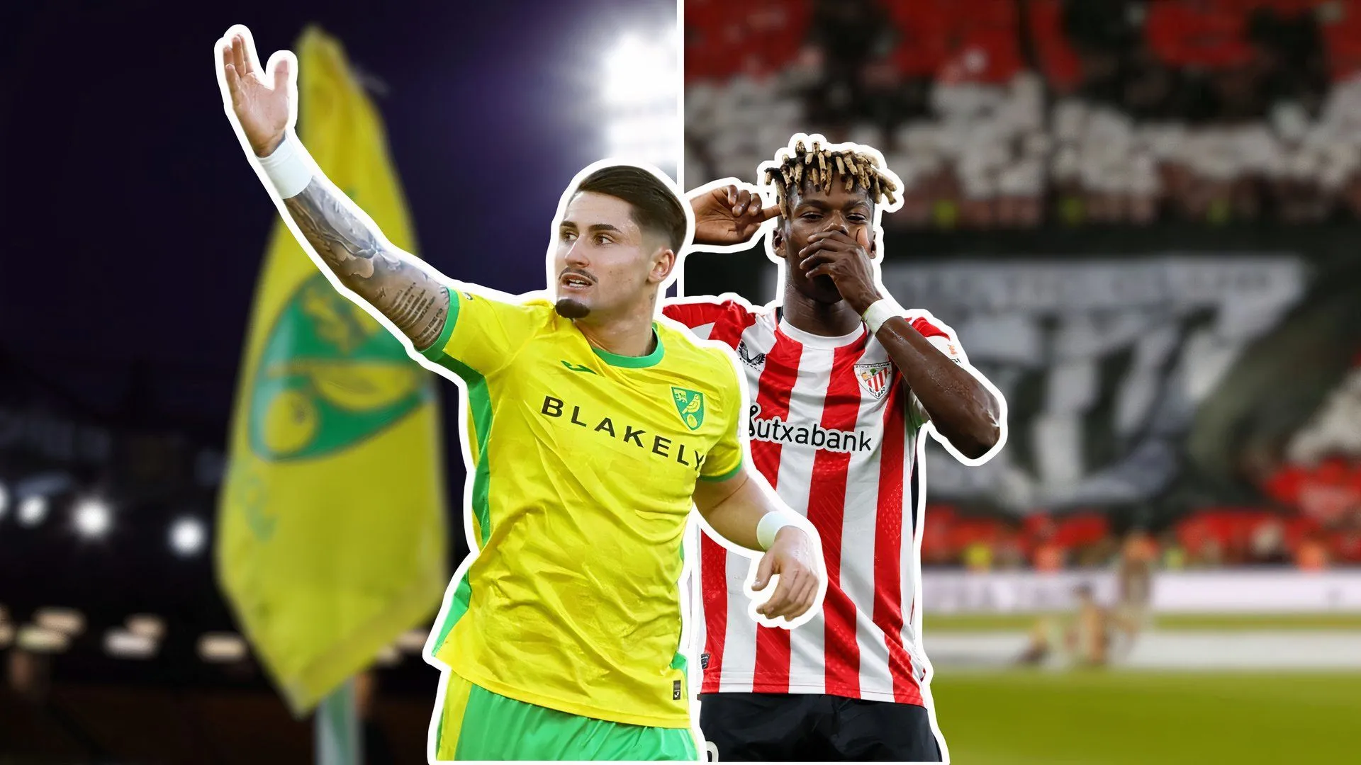 Borja Sainz (trái) và Nico Williams (phải), cầu thủ chạy cánh của Athletic Bilbao