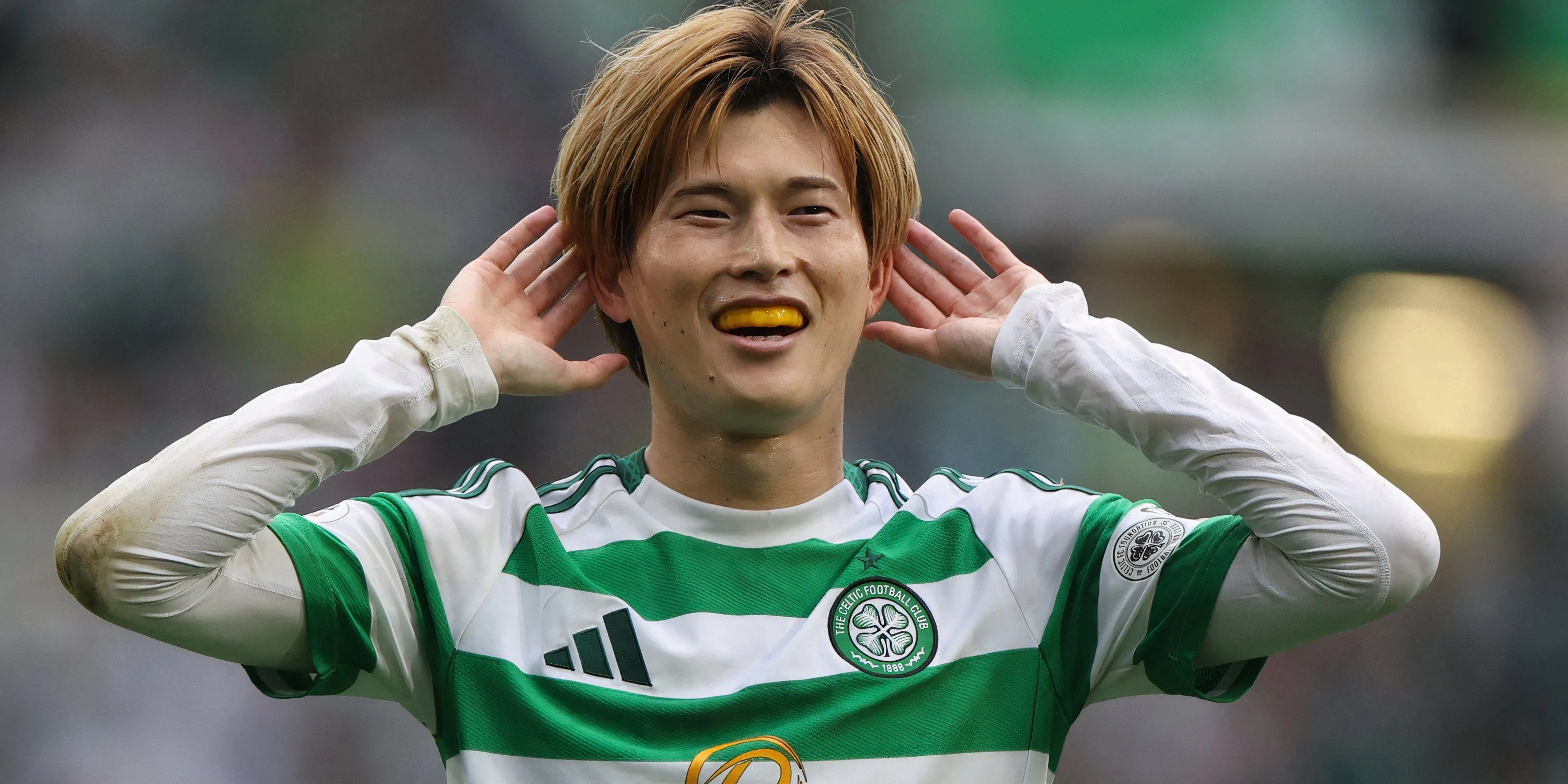 Kyogo Furuhashi trong màu áo Celtic tại giải VĐQG Scotland trước khi chuyển nhượng
