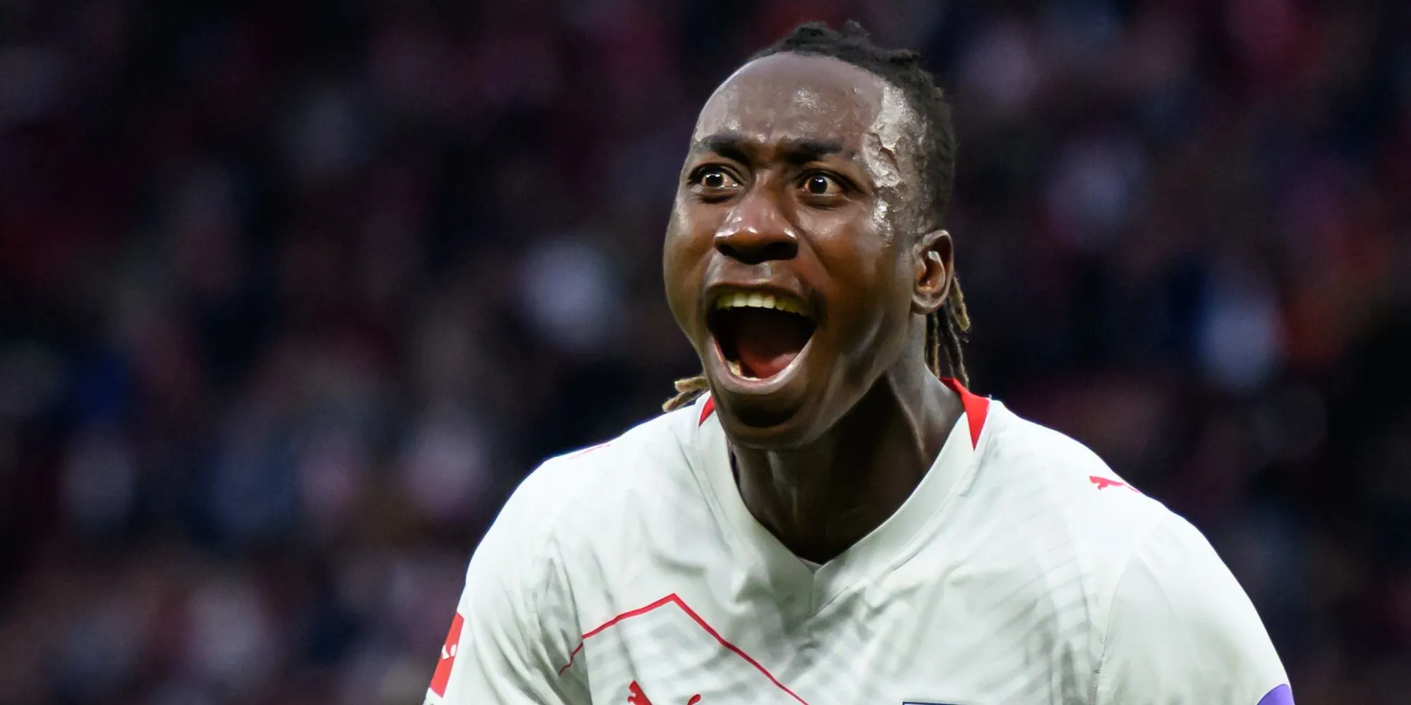 Yan Diomande trong màu áo RB Leipzig, một cầu thủ trẻ được Arsenal theo dõi chặt chẽ